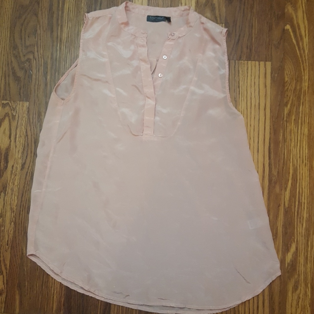 TopShop Pink Silk Sleeveless Blouse